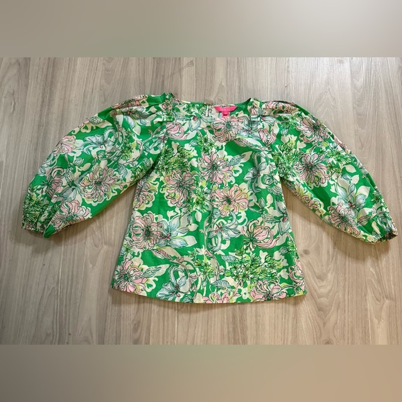 Lilly Pulitzer Barbara Top | Spearmint Blossom Views | NWT Size 00 - Picture 4 of 10